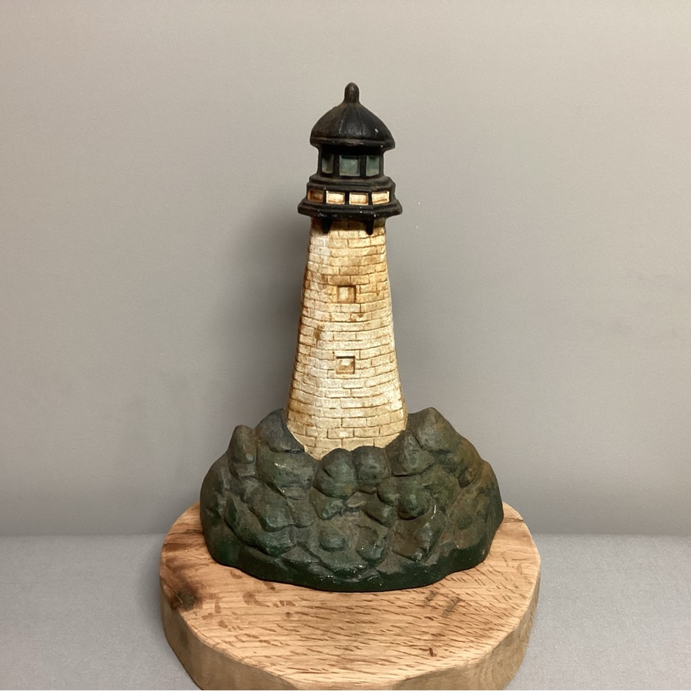 Vintage - Cast Iron Lighthouse Doorstop - Beach House Decor - Huge @ 14+” - Rare